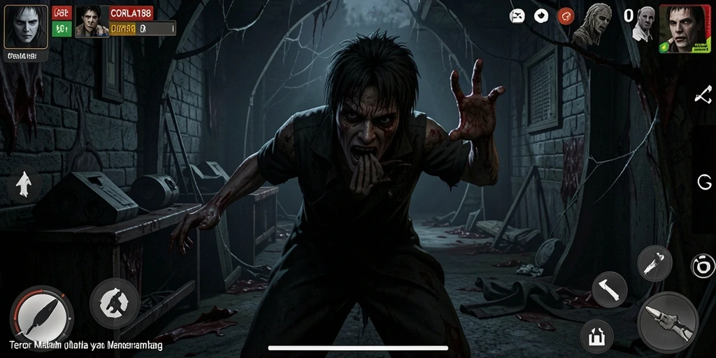 Gameplay CORLA188 menampilkan suasana menyeramkan dan penuh ketegangan.