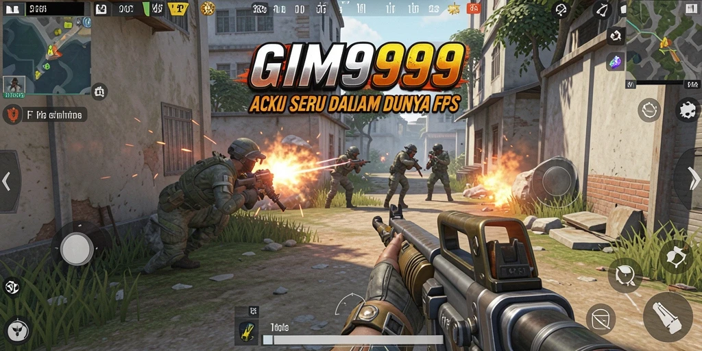 Tangkapan layar permainan GIM999 menunjukkan aksi tembak-menembak yang intens di arena.
