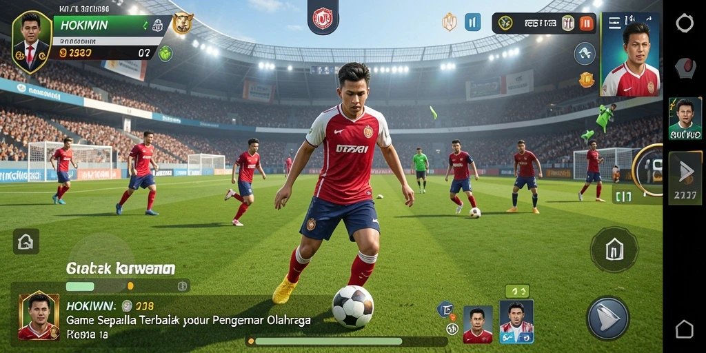 Tampilan gameplay HOKIWIN yang memukau dalam aksi sepak bola.