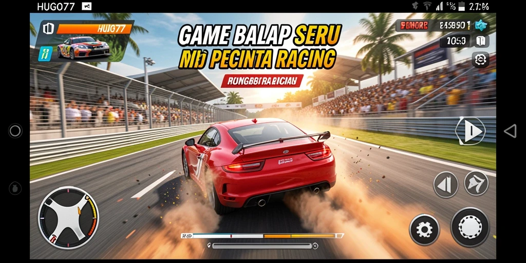 Gameplay HUGO77 menunjukkan aksi balap yang mendebarkan dan inovatif.