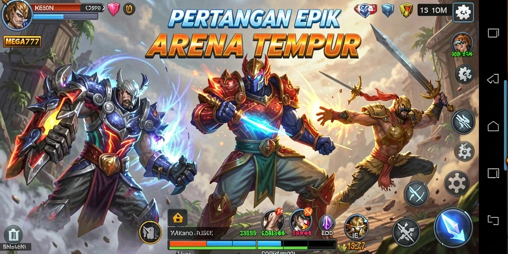 Gameplay seru dalam MEGA777 dengan pertarungan epik dan karakter unik.