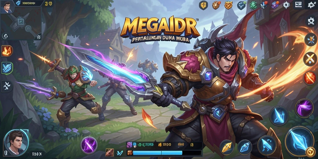 Gameplay seru MEGAIDR dengan pertempuran MOBA tajam.