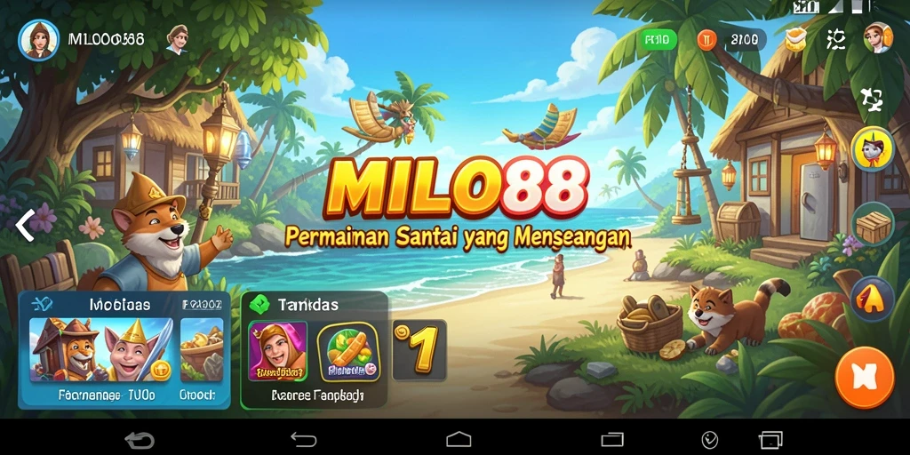 Screenshot menunjukkan gameplay menyenangkan dari MILO88 yang penuh warna.