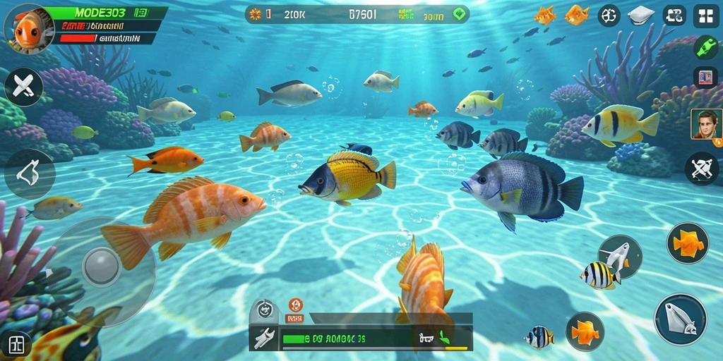 Tangkapan layar menampilkan aksi seru dalam permainan Tembak Ikan MODE303.