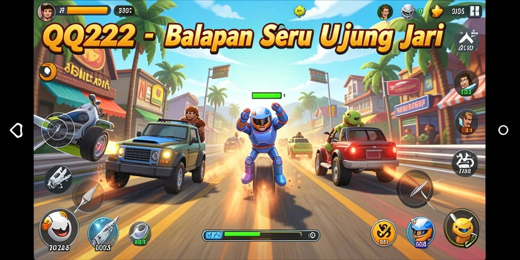 Tampilan menegangkan balapan dalam game QQ222.