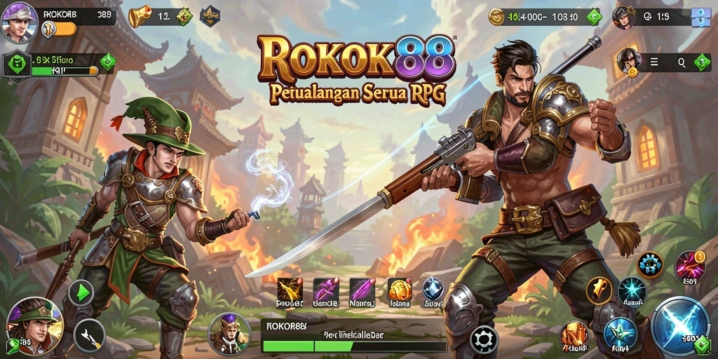 Gameplay ROKOK88 yang menampilkan pertempuran seru di dunia RPG.