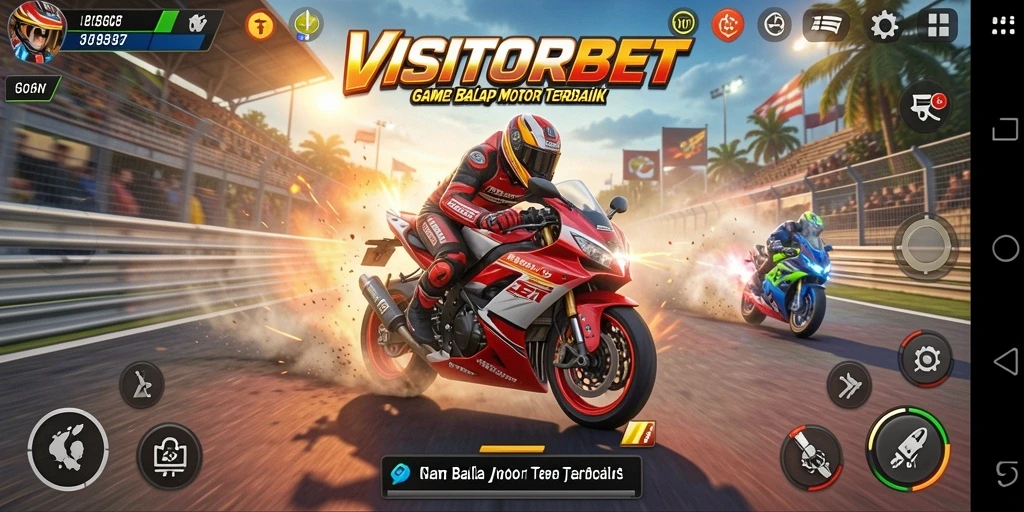 Tampilan gameplay balap motor yang mendebarkan dan penuh aksi.